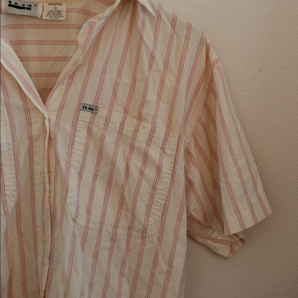 iLio Light Red Striped Button Top